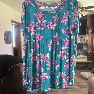 Green and purple silky baby doll top